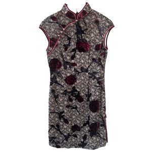 Qipao Womens Dress Traditional Full Length 9 Silky Chinese Black Floral Romantic